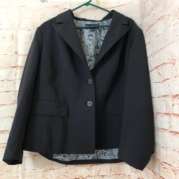 Evan Picone 18W Pinstriped Double Flap Pockets Notched Lapel Suit Jacket Blazer - Picture 7 of 10